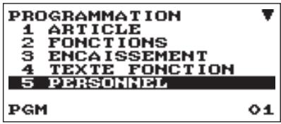 PROGRAMMATION 1 ARTICLE 2 FONCTIONS 3 ENCAISSEMENT 4 TEXTE FONCTION 5 PERSONNEL PGM 01