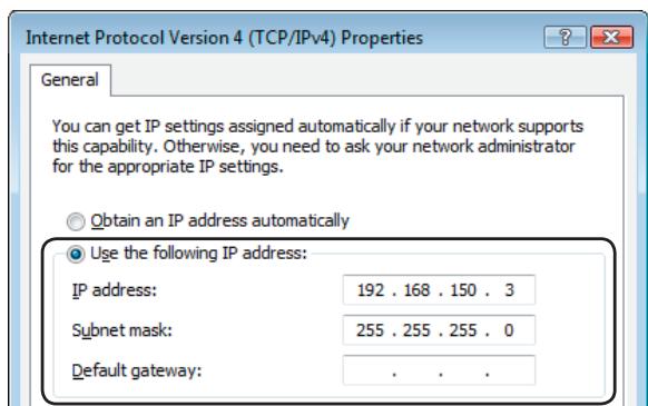 SHARP XG-SV200X - Confirmez ou changez l'adresse IP sur I'ordinateur utilisé. - 1