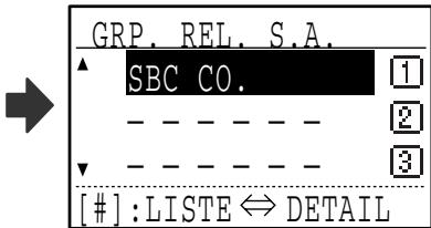 SHARP MX-FX13 - Sélectionnez le nom du groupe relat (boîte) de code F à éditer à l'aide de la touche [▼] ou [▲]. - 2