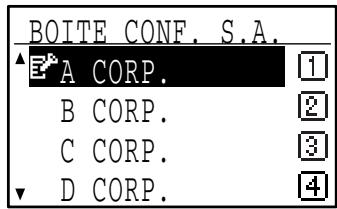 SHARP MX-FX13 - Sélectionnez le nom de la boîte confidentielle de code F à l'aide de la touche [▼] ou [▲]. - 2
