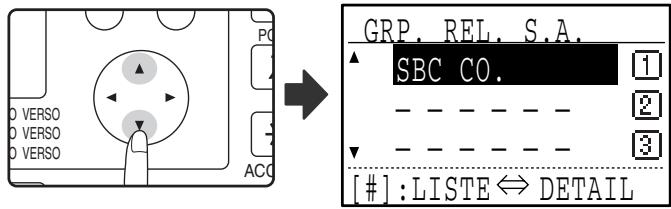 SHARP MX-FX13 - Sélectionnez le nom du groupe relat (boîte) de code F à effacer à l'aide de la touche [▼] ou [▲]. - 1