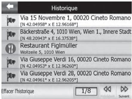 SILVERCREST GPS NAVIGATOR 4000 - Sélection de destinations via «Destinations récentes», liste d'inéraires - 1