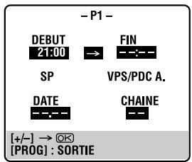 JVC HR-XVS20EF - Entrer l'heure de début du programme. - 1