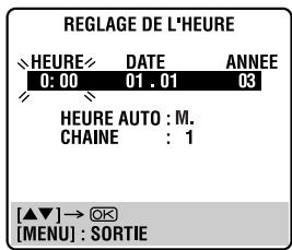 JVC HR-XVS20EF - Acceder à l'écran "REGLAGE DE L'HEURE". - 2