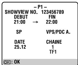 JVC HR-XVS20EF - Acceder à l'écran du programme SHOWVIEW. - 1