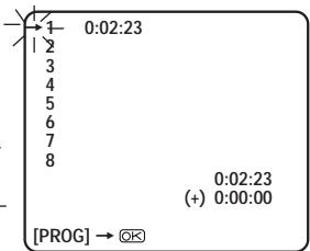 0:02:23 1 2 3 4 5 6 7 8 0:02:23 (+) 0:00:00 [PROG] → OK