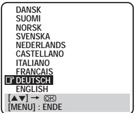 DANSK SUOMI NORSK SVENSKA NEDERLANDS CASTELLANO ITALIANO FRANÇAIS F DEUTSCH ENGLISH [▲▼] → Q5 [MENU] : ENDE