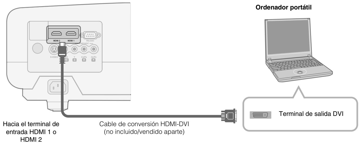 JVC DLA-HD100 - Conexión mediante el cable de conversion HDMI-DVI - 1