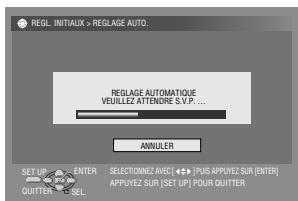REGL. INITIALUX > REGLAGE AUTO. REGLAGE AUTOMATIQUE VEUILLEZ ATTENOIRE S.V.P. ... ANNULER SET UP ... ENTER SELECTIONE AVEC [←] PLUS APPUYEZ SUR [ENTER] QUITTERS SET UP ... APPUYEZ SUR (SET UP) POUR QUITTER
