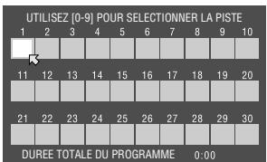 UTILISEZ [0-9] POUR SELECTIONNER LA PISTE 1 2 3 4 5 6 7 8 9 10 11 12 13 14 15 16 17 18 19 20 21 22 23 24 25 26 27 28 29 30 DURÉE TOTALE DU PROGRAMME 0:00