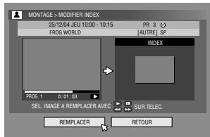 MONTAGE > MODIFIER INDEX 25/12/04 JEU 10:00 - 10:15 PROG WORLD PR 3 [AUTRE] SP INDEX PROG 1 0:01:03 SEL IMAGE A REMPLACER AVEC SUR TELEC REPLACER RETOUR