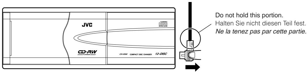 JVC CD-RW CHASIM COMPACT DISC CHANGER 12-DISC Do not hold this portion. Halten Sie nicht diesen Teil fest. Ne la tenez pas par cette partie.