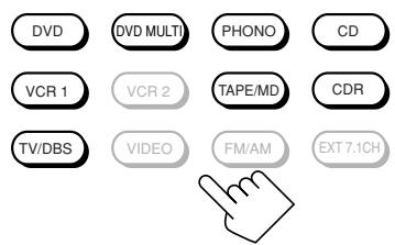 DVD DVD MULTI PHONO CD VCR 1 VCR 2 TAPE/MD CDR TV/DBS VIDEO FM/AM EXT 7.1CH