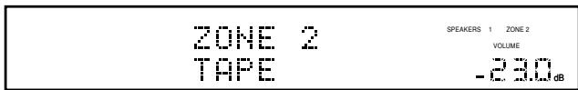 ZONE 2 TAPE SPEAKERS 1 ZONE 2 VOLUME -23.0 dB