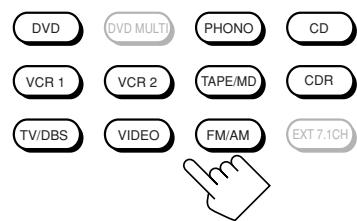 DVD DVD MULTI PHONO CD VCR 1 VCR 2 TAPE/MD CDR TV/DBS VIDEO FM/AM EXT 7.1CH