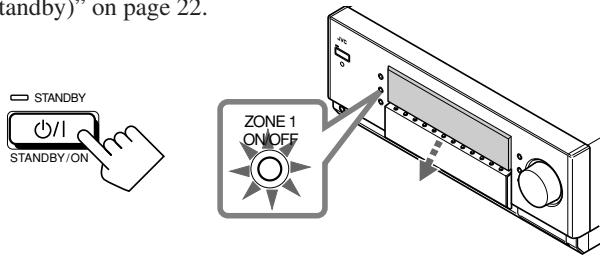 STANDBY /1 STANDBY/ON ZONE 1 ON/OFF standby)" on page 22.