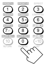 FRONTAL 1 CENTER 4 SUBUR 7/P SWATERL 10 RETURN FRONTAL 2 SUBWR 5 SUBRS 8 SURFACE 0 FM CODE EFFECT 3 LIVENESS 6 LEVEL 9 LEVEL +10 0*