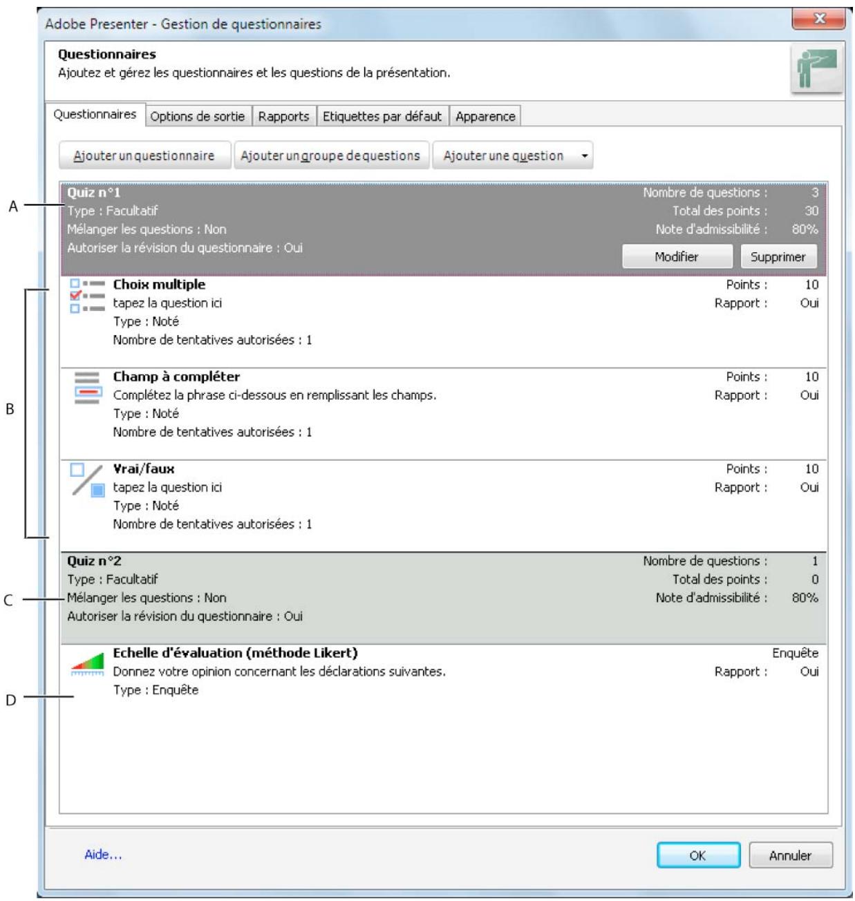 ADOBE PRESENTER 8.0 - A propos des questionnaires et des questions - 1