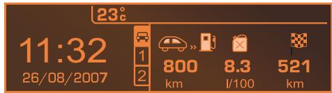 23°C 11:32 26/08/2007 1 2 800 km 8.3 L/100 km 521 km