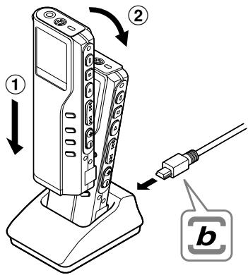 OLYMPUS DM-10 - Place the recorder on the cradle - 1