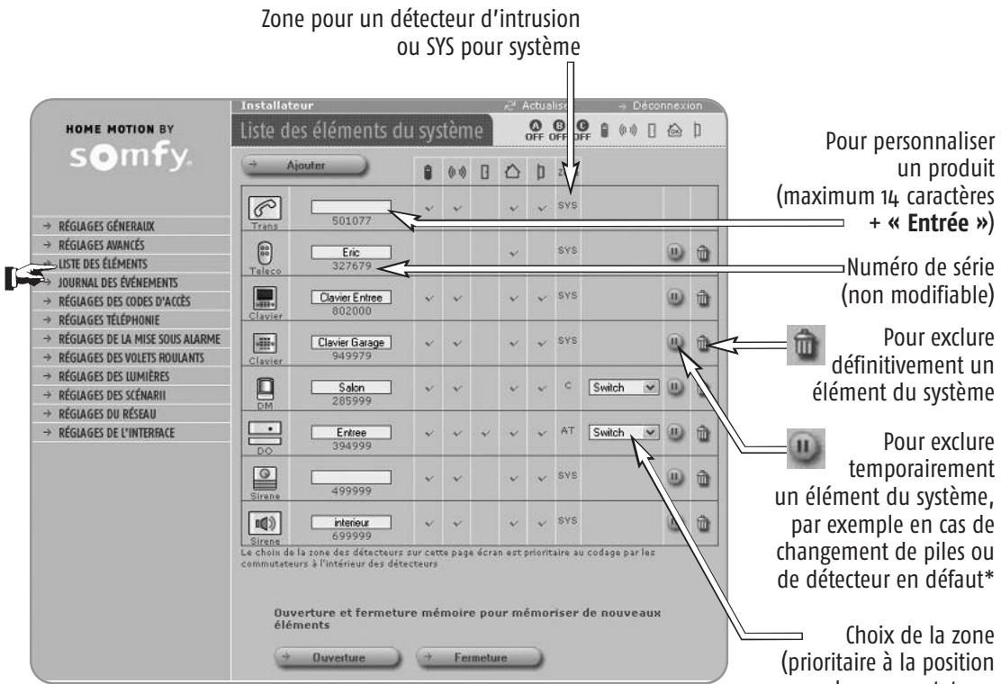SOMFY PRTEXIOM - Pages écran du menu installateur - 1