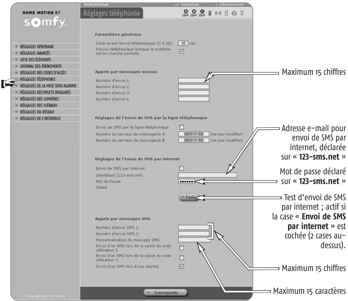 SOMFY PRTEXIOM - Pages écran du menu installateur - 1