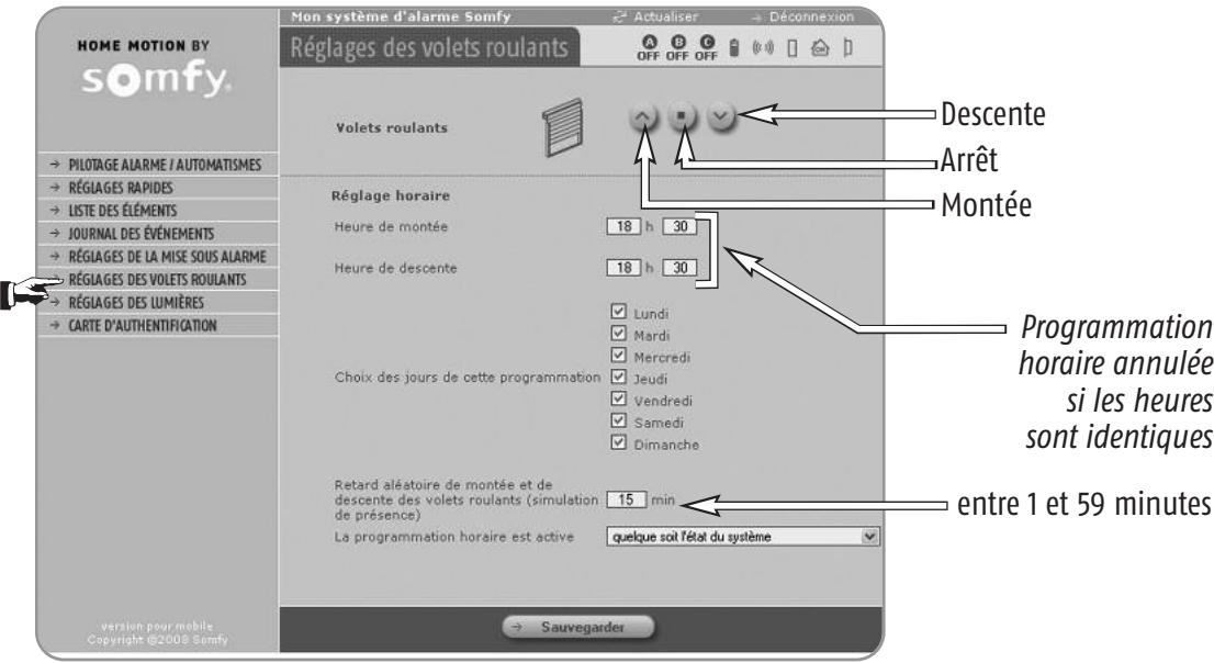 SOMFY PRTEXIOM - Pages écran du menu utilisateur - 1