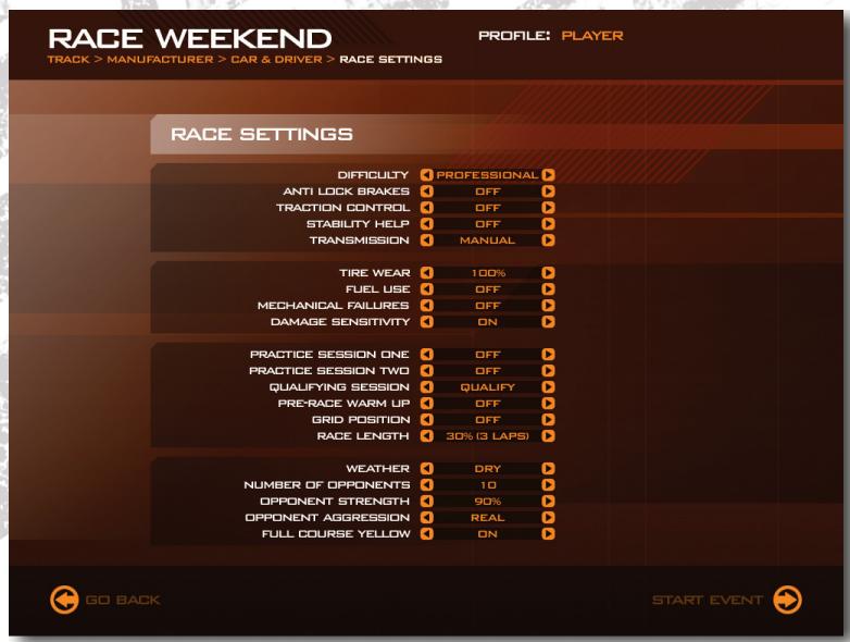 GAMES PC RACE-THE WTCC GAME - PARAMETRES DE DIFFICULTÉ - 1