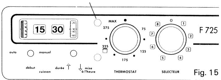 VEDETTE F725 - A ce moment à seulement, REPLACER le sélecteur du four à la position 0. - 1