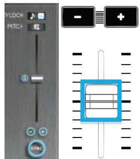 HERCULES DJCONTROL WAVE M3 - Déplacez le pitch fader jusqu'à ce que les BPM des deux pistes soient identiques - 1