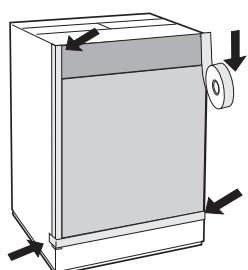 HOTPOINT BHWD 125 GCC - Mounting the wooden panel onto the door and inserting the machine into cabinets: - 5