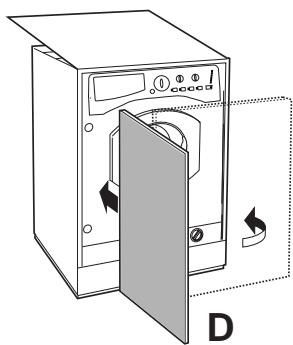 HOTPOINT BHWD 125 GCC - Mounting the wooden panel onto the door and inserting the machine into cabinets: - 4