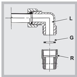 HOTPOINT DD 752 P/HA - Aansluiting met een roestvrije stalen flexibele buis aan een onafgebrozen wand voorzien van aanhechtingen met schroefdraad. - 1