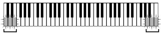 CASIO LK-40 - Pour vérifier si la partie de la main droite ou la partie de la main gauche est sélectionnée (morceaux à deux mains seulement) - 1
