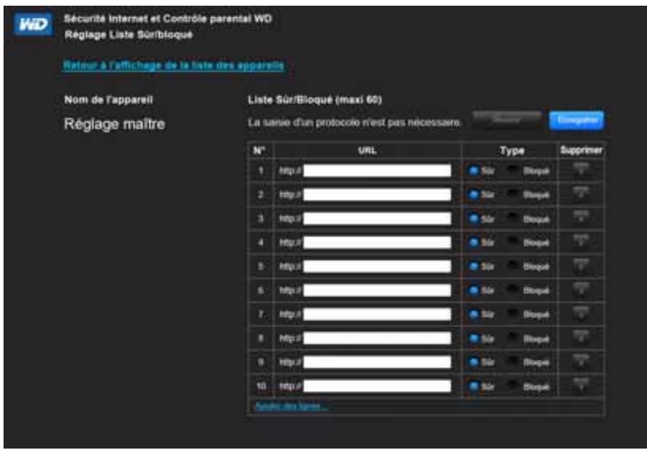 WESTERN DIGITAL WD MY NET N900 CENTRAL 1 TO - Paramètre liste sûre/bloquée - 1