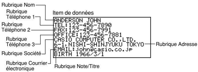 CASIO SF-5580 - A propos des "Items" et "Rubriques" - 1