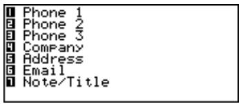 CASIO SF-5580 - Pour désigner le contenu de l'affichage d'index dans le mode Répertoire téléphonique - 1