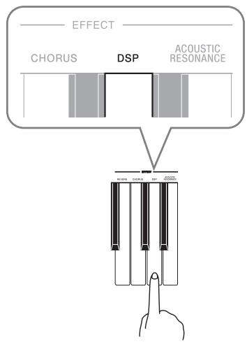 CASIO PX-800 - Tout en tenant le bouton TEMPO/SETTING enfoncé, appuyez sur la touche de clavier ACOUSTIC RESONANCE ou DSP. Maintenez le bouton TEMPO/SETTING enfoncé jusqu'à la fin de l'étape 2 de la procédure. - 2