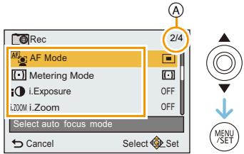 PANASONIC DMC TZ57 - Appuyez sur / pour selectionner le réglage, puis appuyez sur [MENU/SET]. - 1