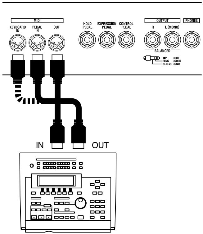 MIDI KEYBOARD IN PEDAL IN OUT HOLD PEDAL EXPRESSION PEDAL CONTROL PEDAL OUTPUT R L (MONO) PHONES BALANCED IN OUT RP : HOT RNG : COLD SLEEVE : GND