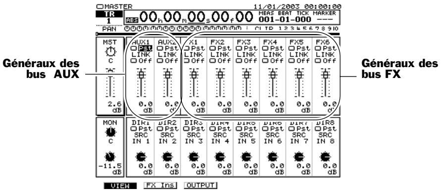 ROLAND VS2000CD - Configuration d'un bus FX ou aux à l'écran MASTER EDIT - 2