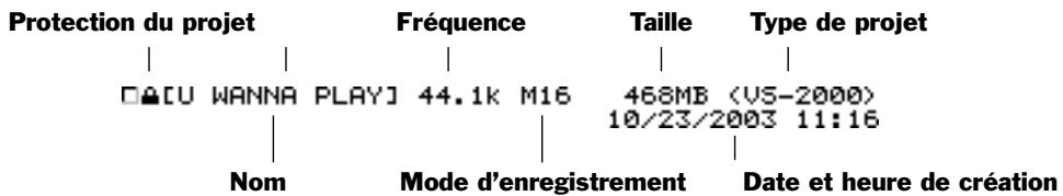 ROLAND VS2000CD - Travail sur la liste des projets (project LIST) - 3
