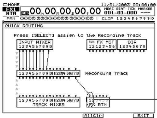 ROLAND VS2000CD - Fonction quick routing d'une voie de retour d'effets - 3