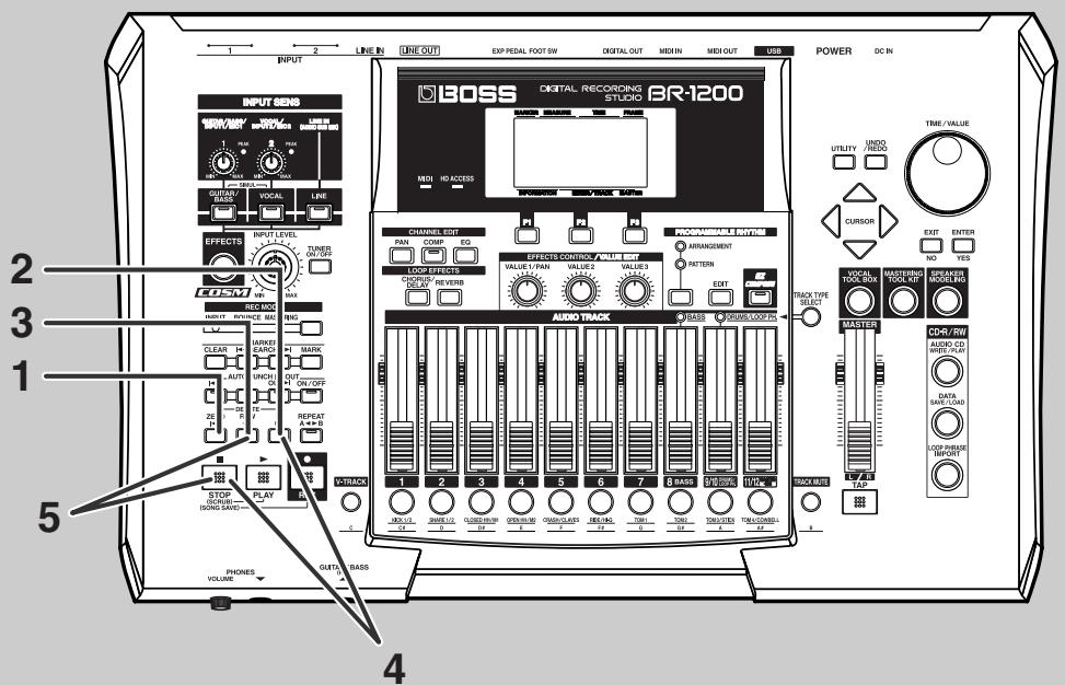 ROLAND BR-1200CD - Utiliser les boutons de transport - 1