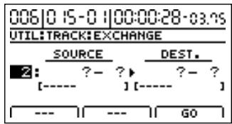 ROLAND BR-1200CD - Pour échéanger des données audio entre d'autres pistes avec les mêmes réglages, amenez le curseur à la position illustrée ci-dessous et tournez la molette TIME/ VALUE. - 1