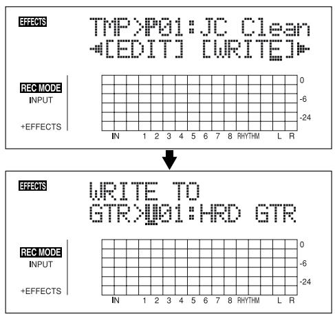 ROLAND BR-864 - Utilisez les touches [CURSOR] et la molette TIME/ VALUE pour saisir le nom du Patch. - 1