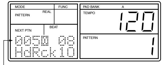 MODE PATTERN REAL NEXT PTN BEAT HdRck 10 PAD BANK A TEMPO 120 PATTERN 1