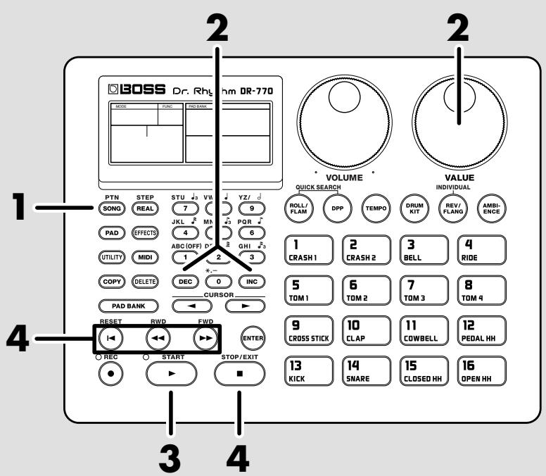 BOSS Dr. Rhg dm DR-770 MODE FUNC PAC/BANK PTN STEP STU VW YZ/ ROLL/FLAM OPP TEMPO DRUMKIT REV/FLANG AMBI-ENCE 1 CRASH 1 2 CRASH 2 3 BELL 4 RIDE 5 TOM 1 6 TOM 2 7 TOM 3 8 TOM 4 9 CROSS STICK 10 CL AP 11 COWBELL 12 PEDAL HH 13 KICK 14 SNARE 15 CLOSED HH 16 OPEN HH PTN STEP STU VW YZ/ ROLL/FLAM OPP TEMPO DRUMKIT REV/FLANG AMBI-ENCE SONG REAL JKL JKL MA PQR PAD EFFECTS 4 ABC (OFF) D* GHI 23 UTILITY MIDI 1 2 3 COPY DELETE DEC 0 INC PAD BANK CURSOR RESET RWD FWD ENTER REC START STOP/EXIT
