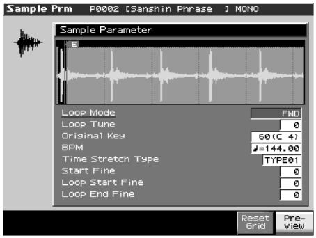 ROLAND FANTOM X7 - Paramétrage du sample (sample parameters) - 1