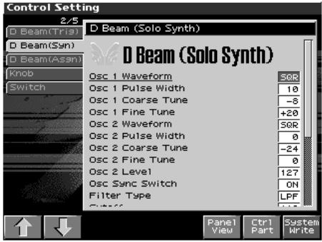 ROLAND FANTOM X7 - Maintenez [SHIFT] enforcé et appuyez sur d BEAM [SOLO SYNTH] - 1